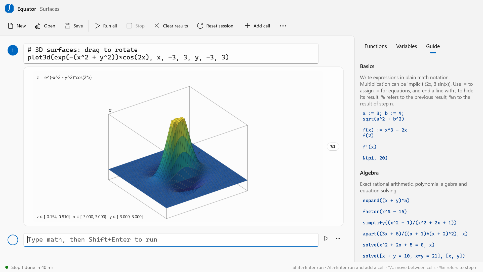 A 3D surface